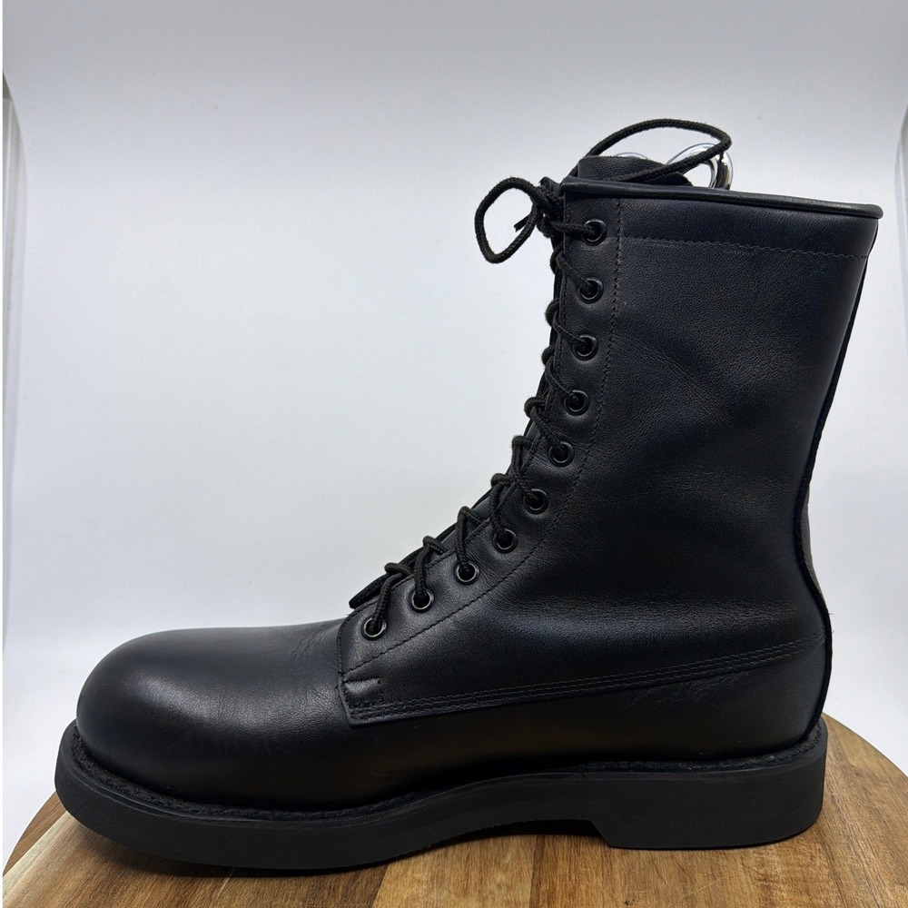 Addison Shoe Company‎ Black Leather Military Combat Boots Vibram 10.5 R 063111 - Picture 12 of 12